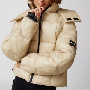 Cream Quilted Puffer Jacket with High Collar, Size S, Retail Price $110.00